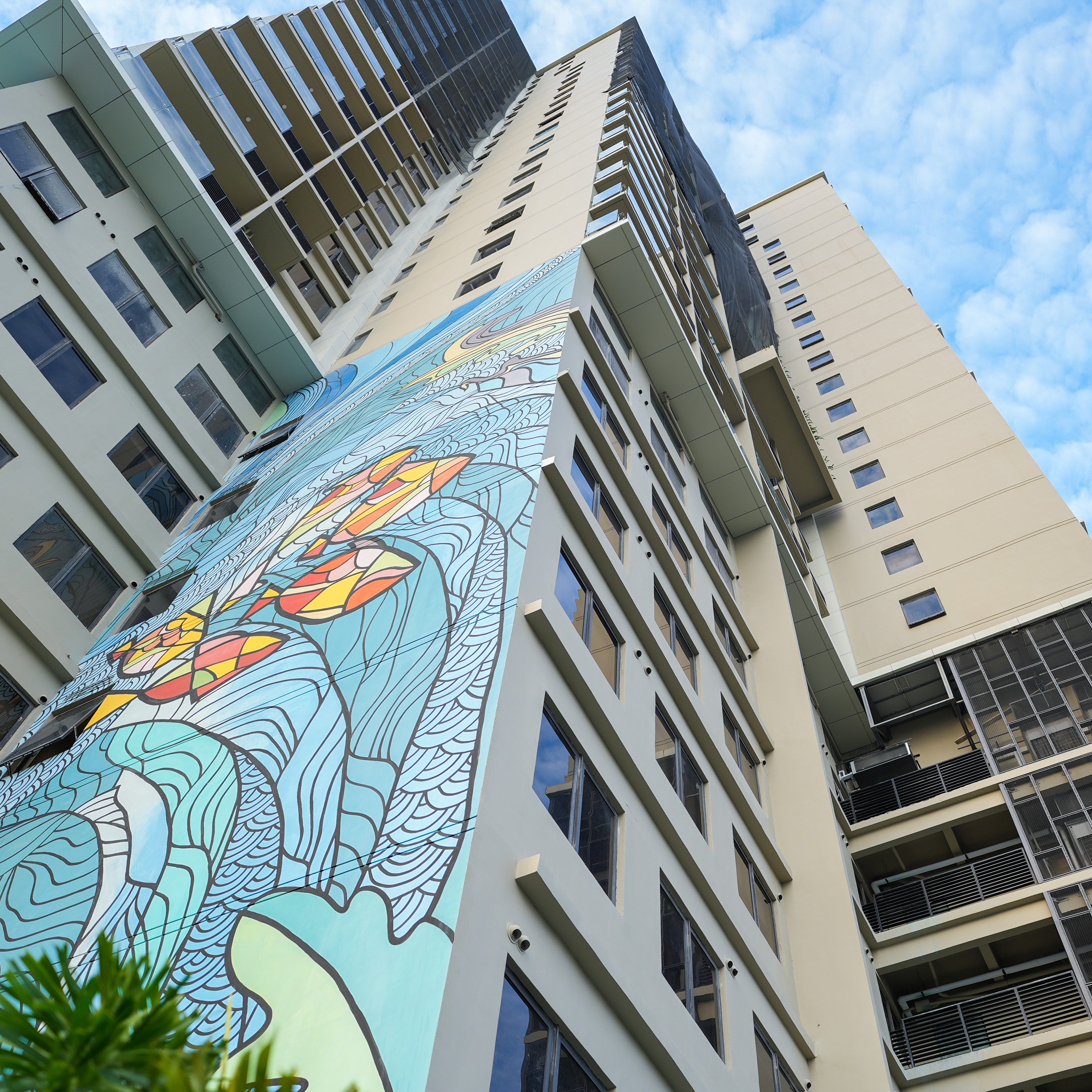 Exterior view of the dormitory building at an English-language school campus in Cebu, Philippines